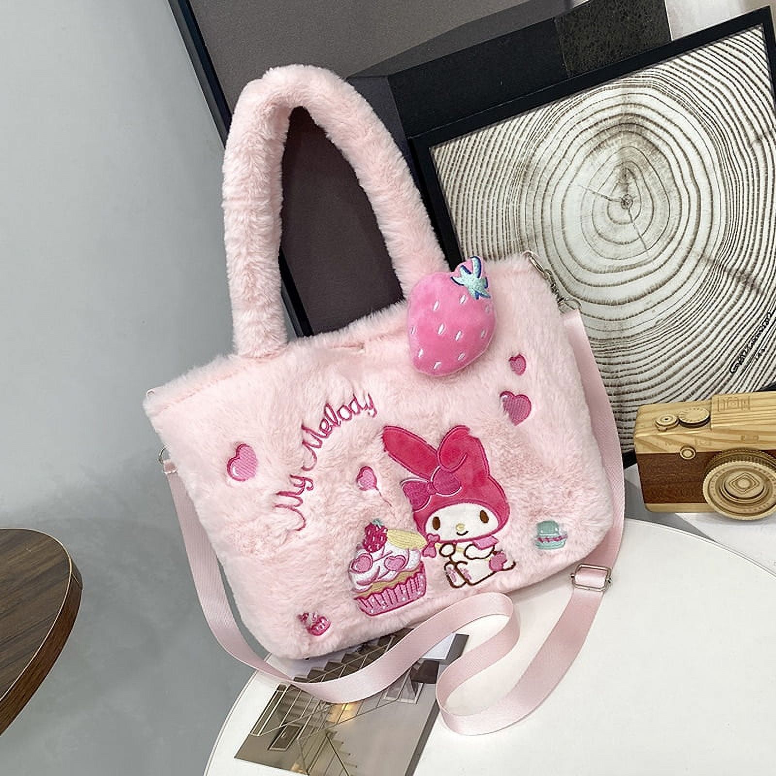 Sanrio Hello Kitty Plush Bag Kuromi Cinnamoroll Shoulder Bag Backpack Tote Bag My Melody Handbag Plushies Storage Bag Gift Girl